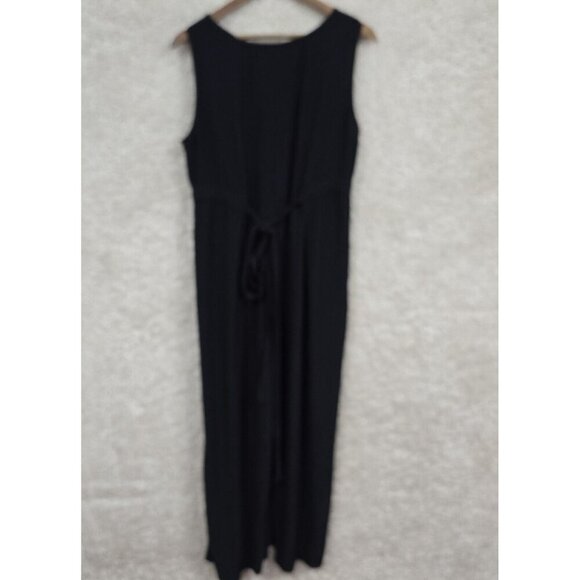 Eileen Fisher Black Maxi Dress Large Tie Back Sleeveless Minimalist Casual READ - Picture 5 of 14